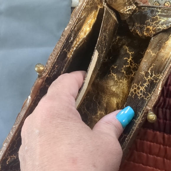 Vintage DEEPA GURNANI* silk tie dye and brass snap close clutch w/dust bag - Picture 7 of 12